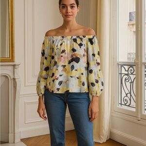 Zac &‎ Rachel Off Shoulder Artsy Blouse Long Sleeve Boho Peasant Womens 1X